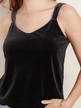 Old Navy | Black Velvet Velour V-Neck Camisole Tank Top